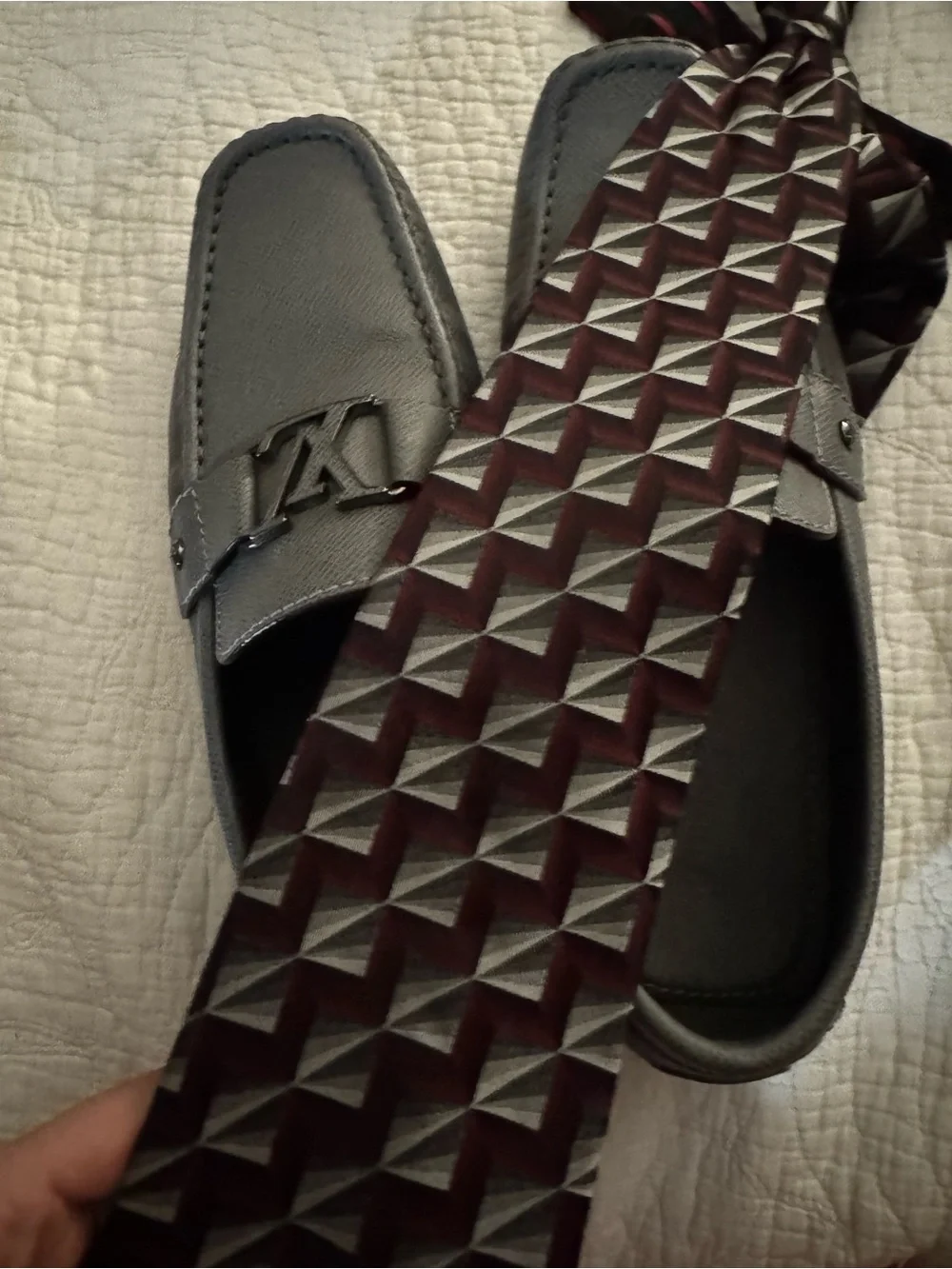 Louis Vuitton Monte Carlo Grey Leather Loafers Men’s US 10